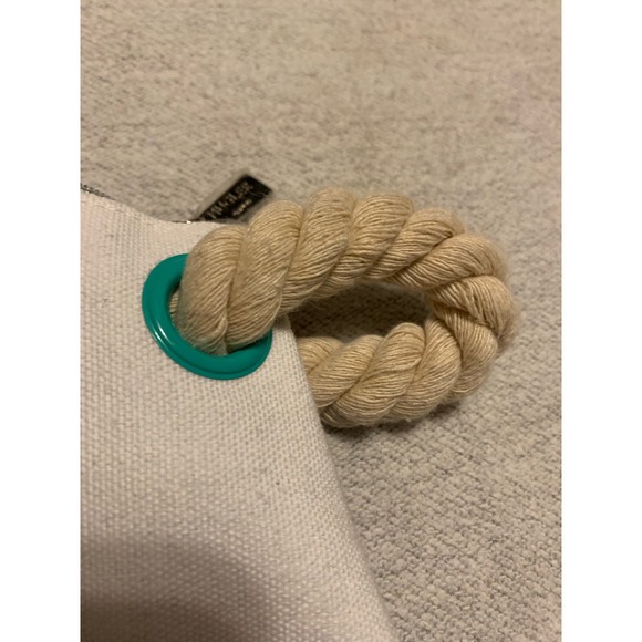 Mugler Angel Beach Zip NWOT Small Cosmetic Canvas Bag Beige Purple - Picture 6 of 8